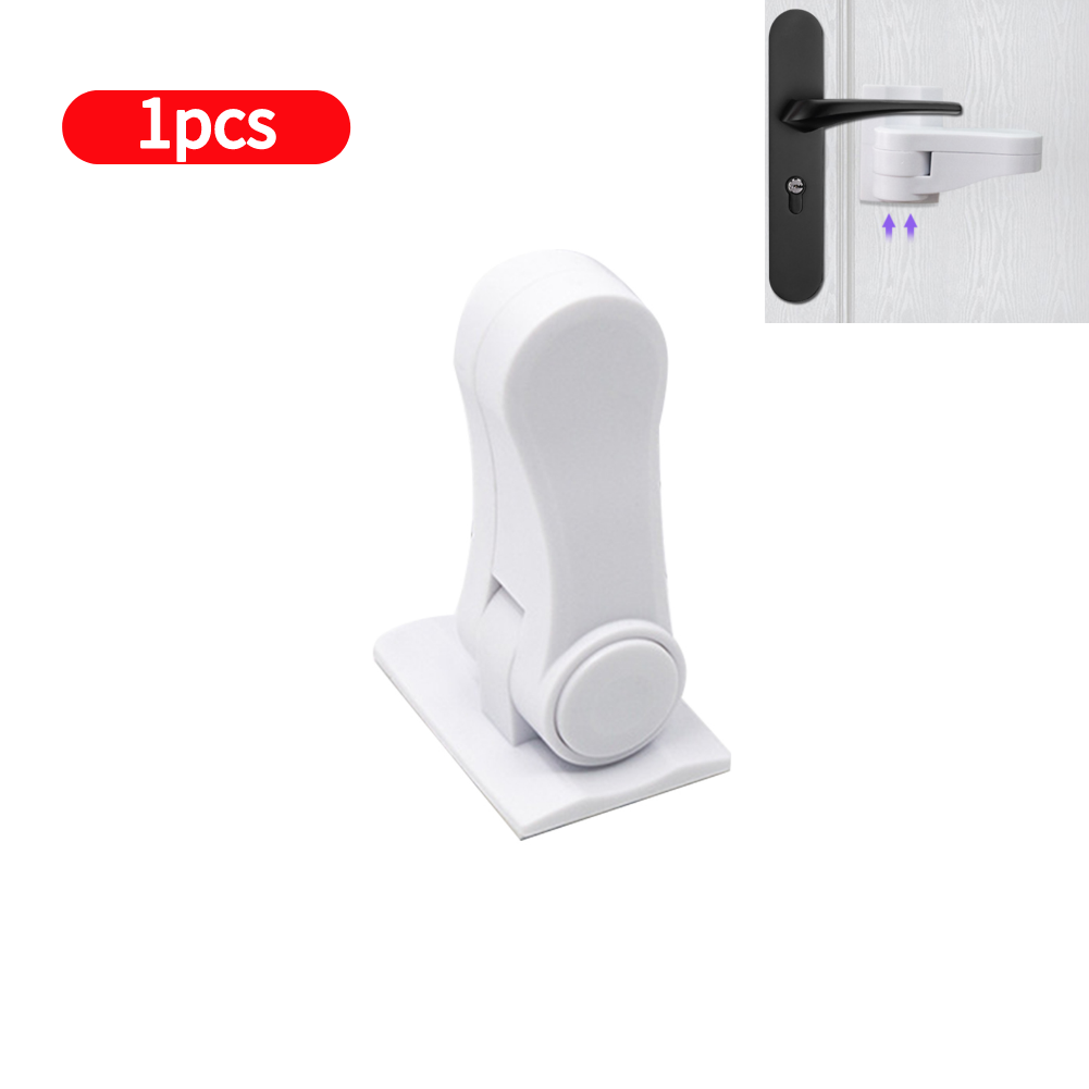 Universal Door Lever Lock Child Baby Safety Lock Rotation Proof Door Adhesive Security Latch Multi-functional: Silver
