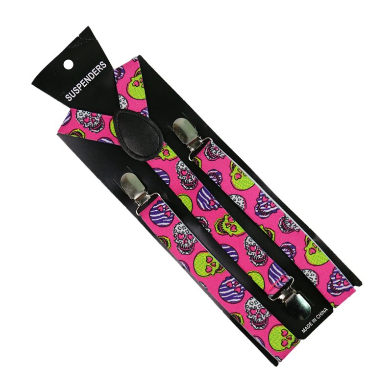 Winfox 2.5cm Wide Animal Print Cat Braces Suspenders Men Women Clip on Suspenders Adjustable Clothes Pants: 04