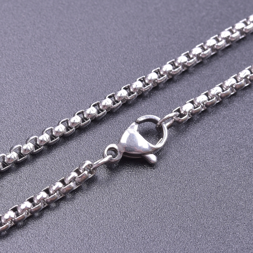 Collares de cadena de perlas cuadradas de 20-90cm para mujeres/hombres, accesorios DIY, pulseras, collar, joyería de acero inoxidable, materiales hechos a mano: 25 cm / Color acero