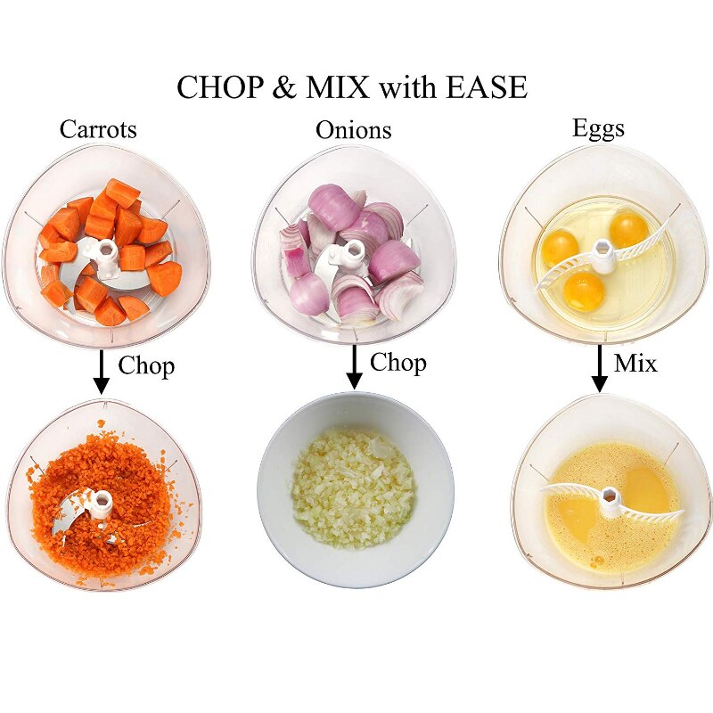 Express Food Chopper: Large 6.8-Cup, Quick & Powerful Manual Hand Held Chopper/Mixer To Chop Fruits, Vegetables, Herbs Onions