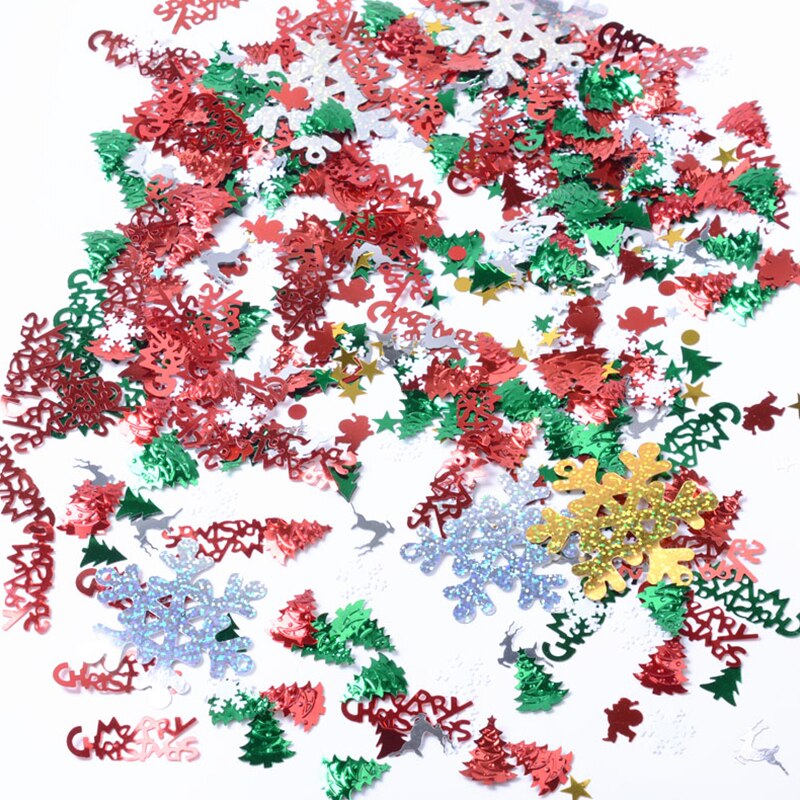 Kerstfeest mix kleur glitter kerstboom sneeuwvlok decoratie voor festival ornament pvc pailletten kerst confetti doe-het-zelf knutseldecoratie: 01