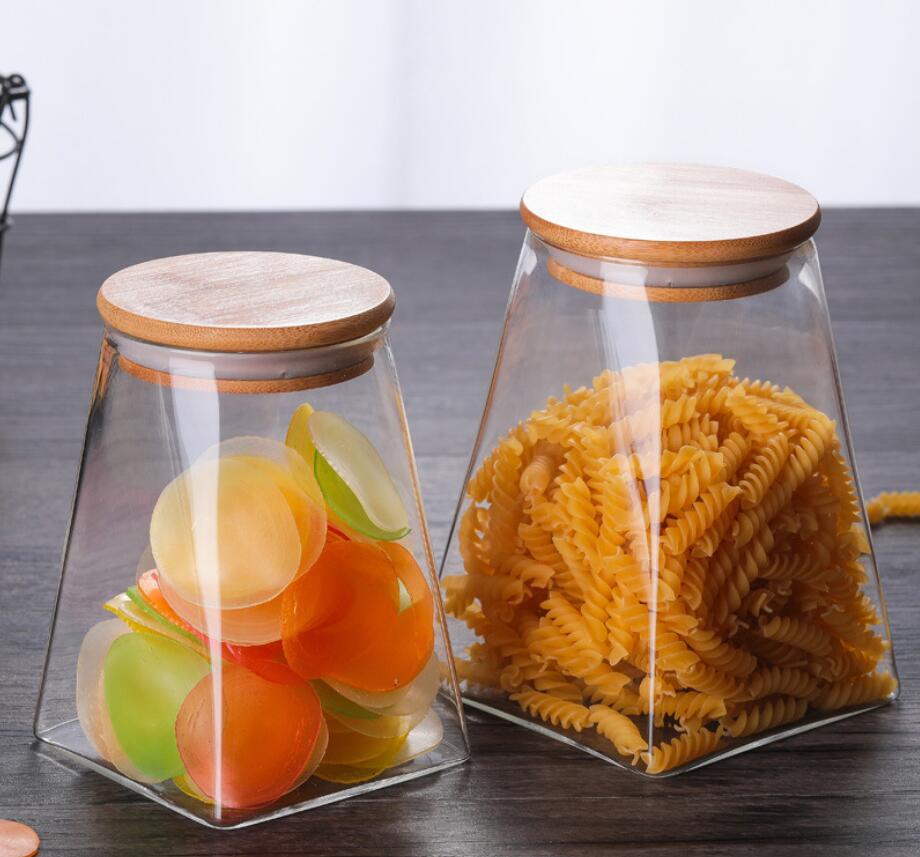 Heat-Resistant Glass Tea Containers Square Glass Storage Jar Glass Bottle kitchen storage container storage containers