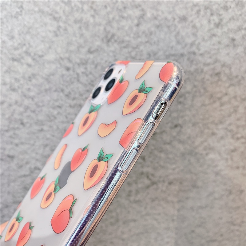 Cute Peach Painting Phone Case For Xiaomi Redmi Note 10 9 8 Pro Note 7 8t 9s 9 lite Back Cover Cartoon Clear Soft Funda