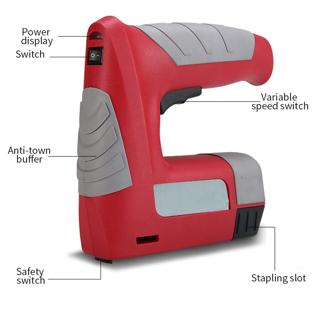 Portable Stapler Rechargeable Lithium Battery Cordless Electric Nail Gun Portable Straight/Square Staple Gun Woodworking Tools