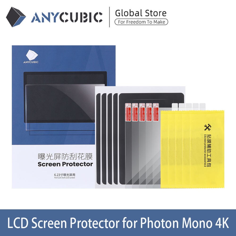 Anycubic 3D Printer Onderdelen Screen Protector Set Voor Photon M3(Plus) mono 4K Mono X 6K(4K) 6.23, 7.6, 8.9, 9.25 Inch 5 Stks/partij: for Photon Mono 4K