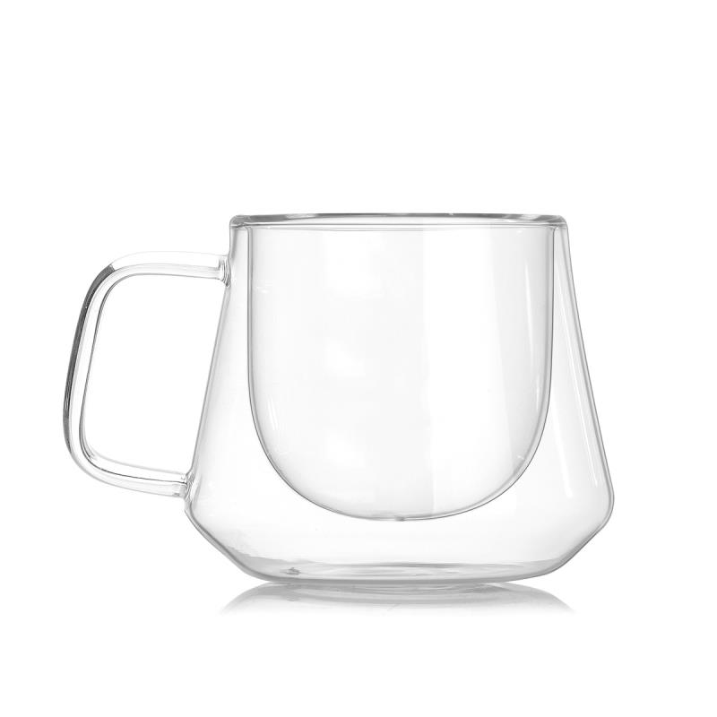 Tazas de café dobles de 200ml con las tazas con asa para beber aislamiento doble pared taza de té de cristal taza para la leche: no logo