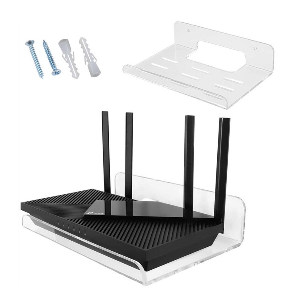Acrylic Router Wall Bracket Floating Router Rack WiFi Router Storage Rack TVSet Top Box Organizer Holder Bracket For Home Office