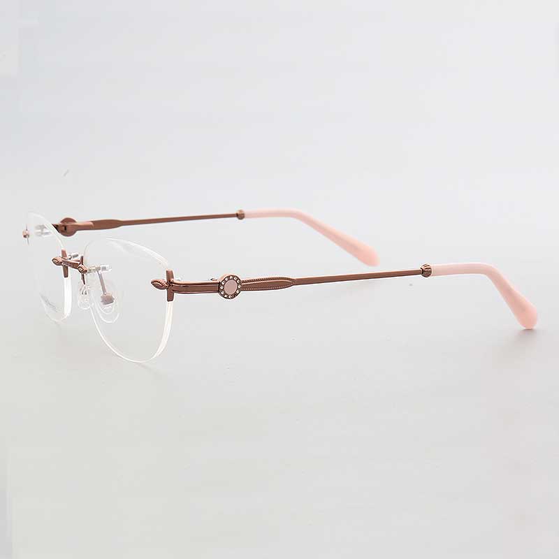 Kvinder kantløse brillerammer til kvinder metal brillerammer kvindelige firkantede ovale rustfrie stål rx briller: C4