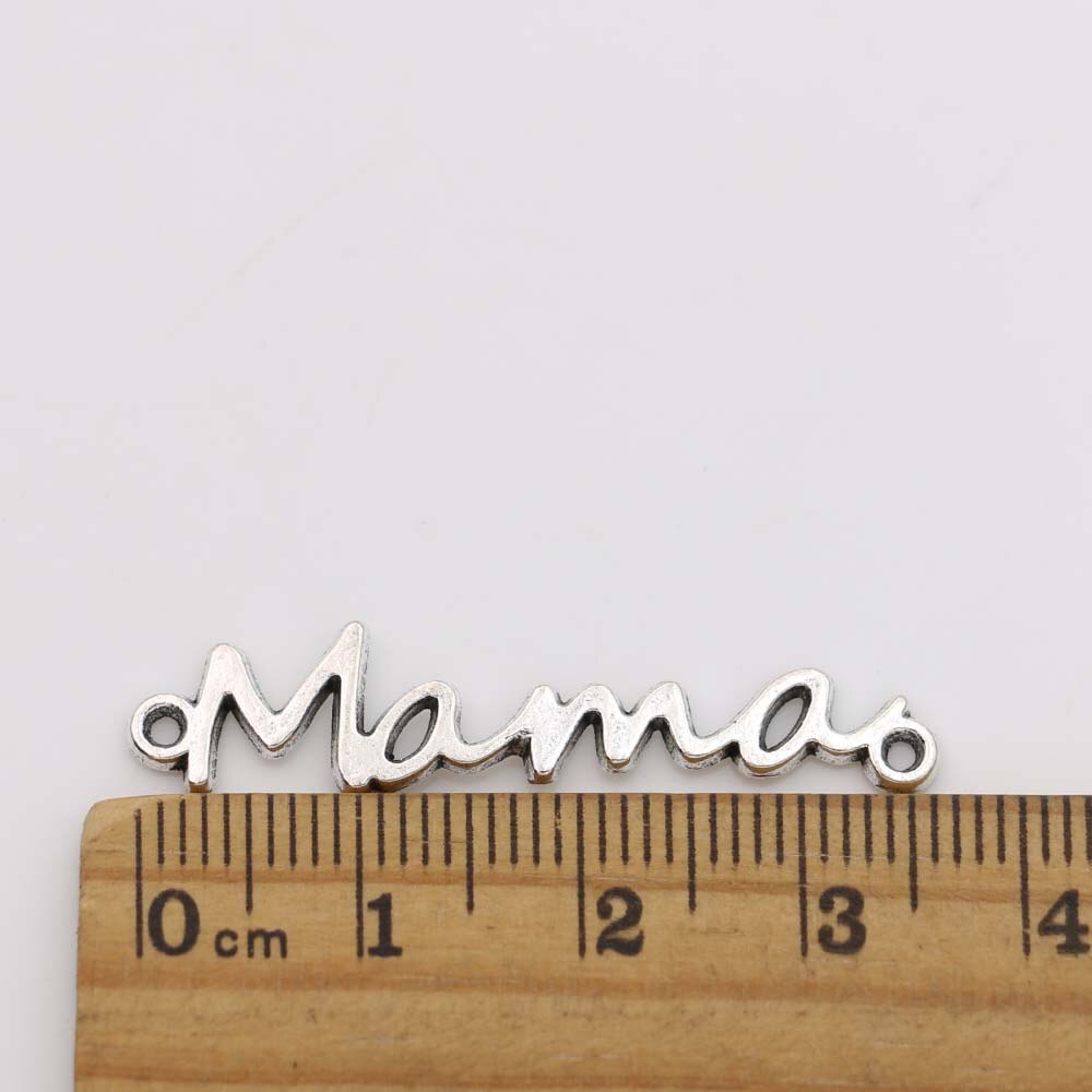 10Pcs Silver Plated Mama Charm Connectors for Jewelry Making Bracelet DIY Craft Necklace Accessories 36mm