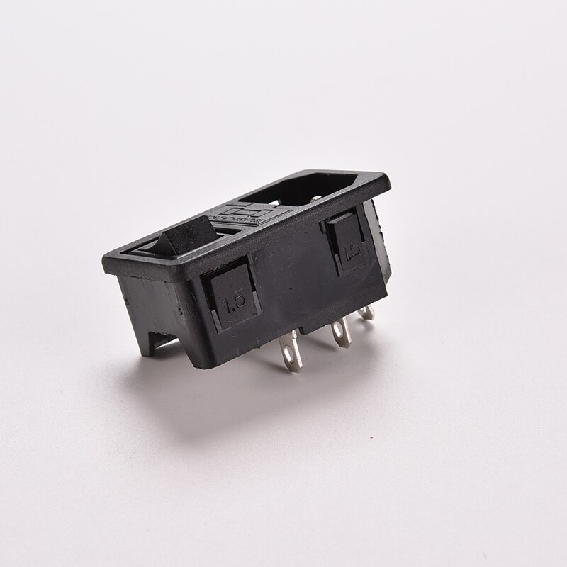 1pcs Black 10A 250V IEC320 C14 3 Pin Fused Power Socket Connector with Rocker Switch