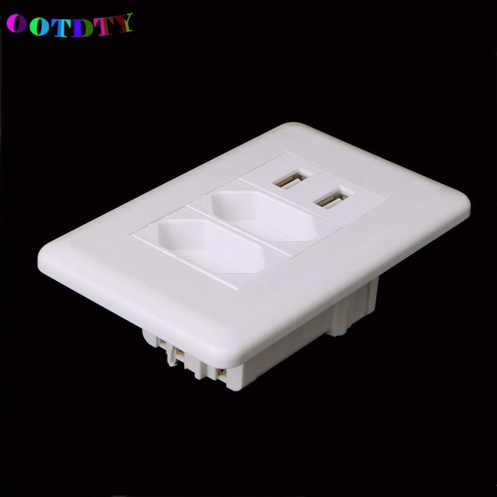 OOTDTY 15A Wall Double Standard Power Socket Adapter Dual Ports USB Charger Panel 5V 2.1A G07