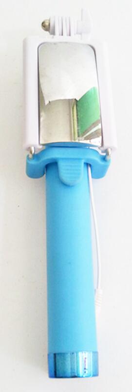 Para Iphone 6 5S samsung retrovisor Palo para selfies con espejo doblado De alambre De polo trípode/Palo Selfie De Pau De Palo Selfie Palo: ST04B Blue