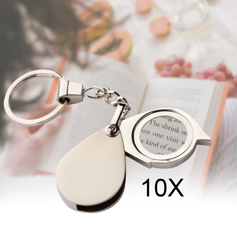 Magnifying Glass Handheld Magnifier Reading Jewelers Loupe Magnification Mini Portable 10X Folding Key Ring Magnifier