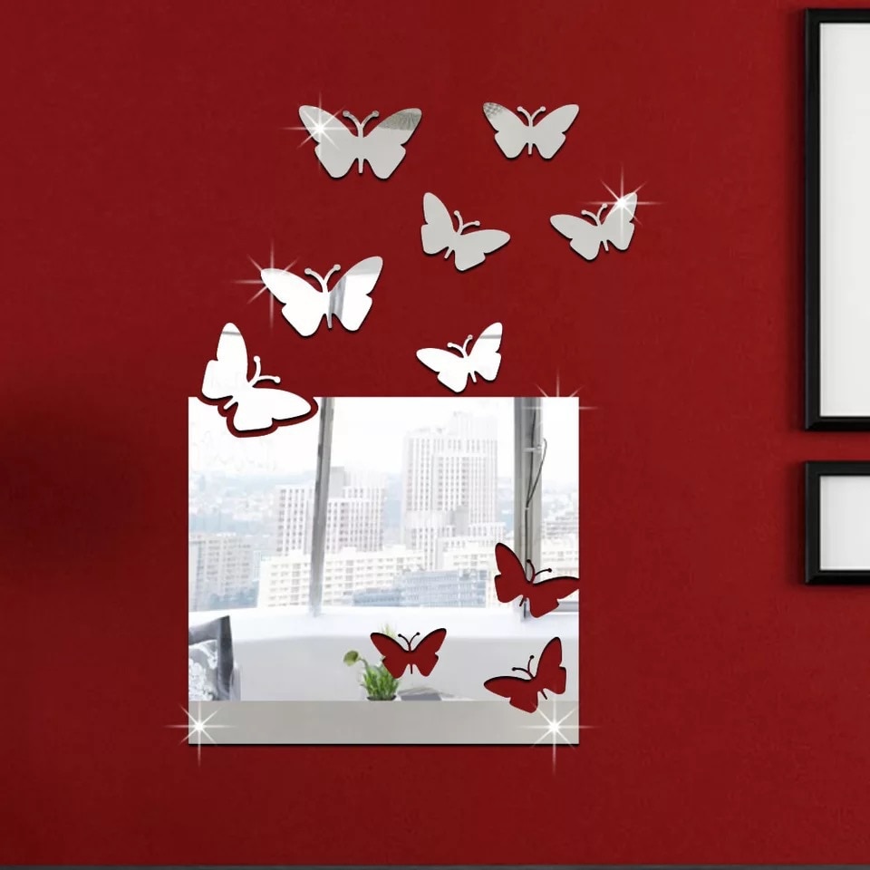 Heimat Dekorationen 3D Schmetterling Spiegel Zauberstab Aufkleber Acryl Spiegel Abnehmbare Aufkleber Zauberstab Abziehbilder Schlecht Baby freundlicher Zimmer Dekor