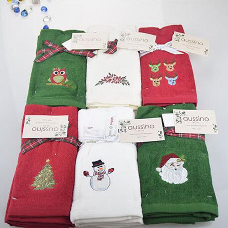 Decoratieve Luxe Handdoek 3Pcs Kerst Handdoek Geborduurde Sneeuwman Kerstman Handdoek Keuken Theedoeken