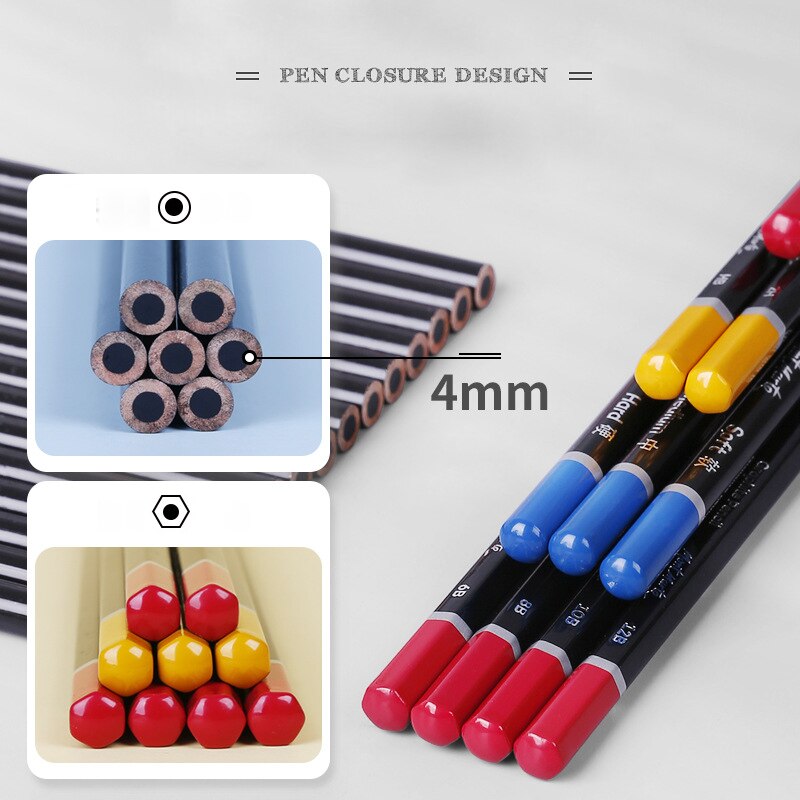 12pc Charcoal Graphite Sketch Pencils 3H 2B 7B 12B Soft Medium Hard Art Painting Wood Drawing Pencil For Artist Kid