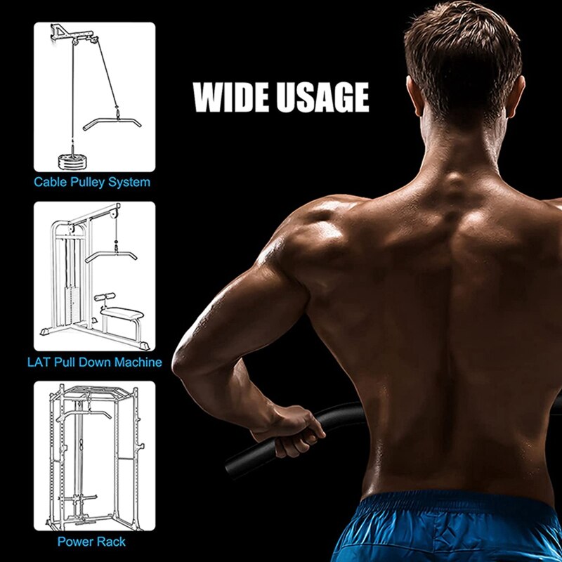 Fitness LAT Pull Down Bar, Cable Machine Attachment for Gym, Exercises Tricep Back Muscles Strength Training