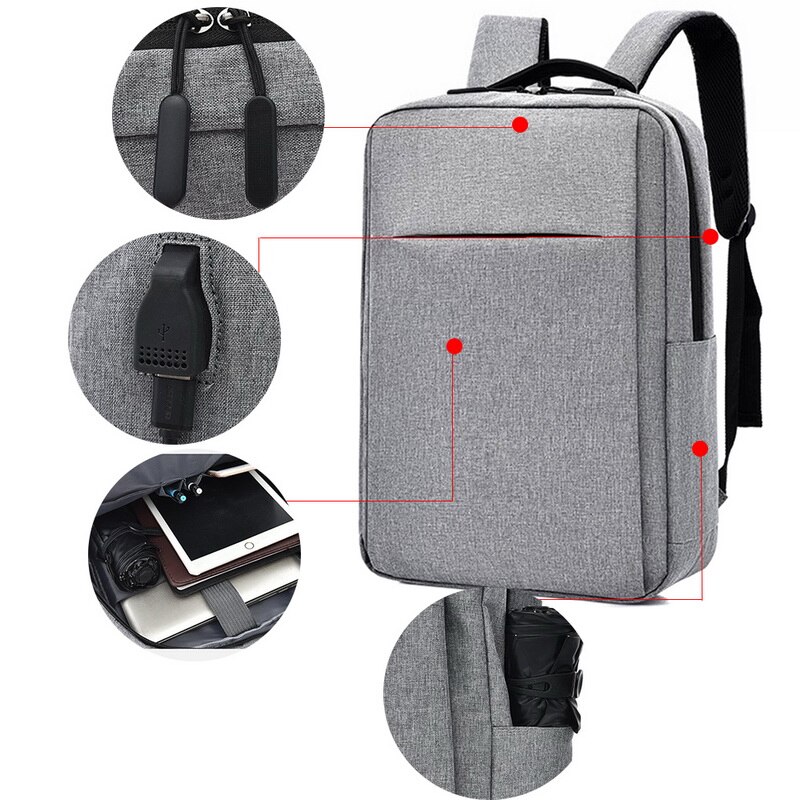 Hommes sacs à dos USB Interface épaules antivol voyage sac à dos Nylon étanche sacoche pour ordinateur portable étudiants cartables Mochila
