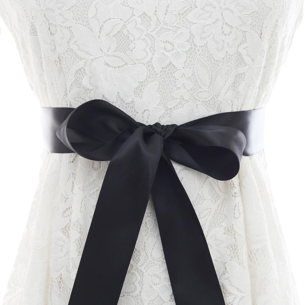 Diamantes de imitación boda Vestido con cinturón Ceñidor hecho a mano perla cinturón de novia con cinta de satén accesorios de boda baratos: Black