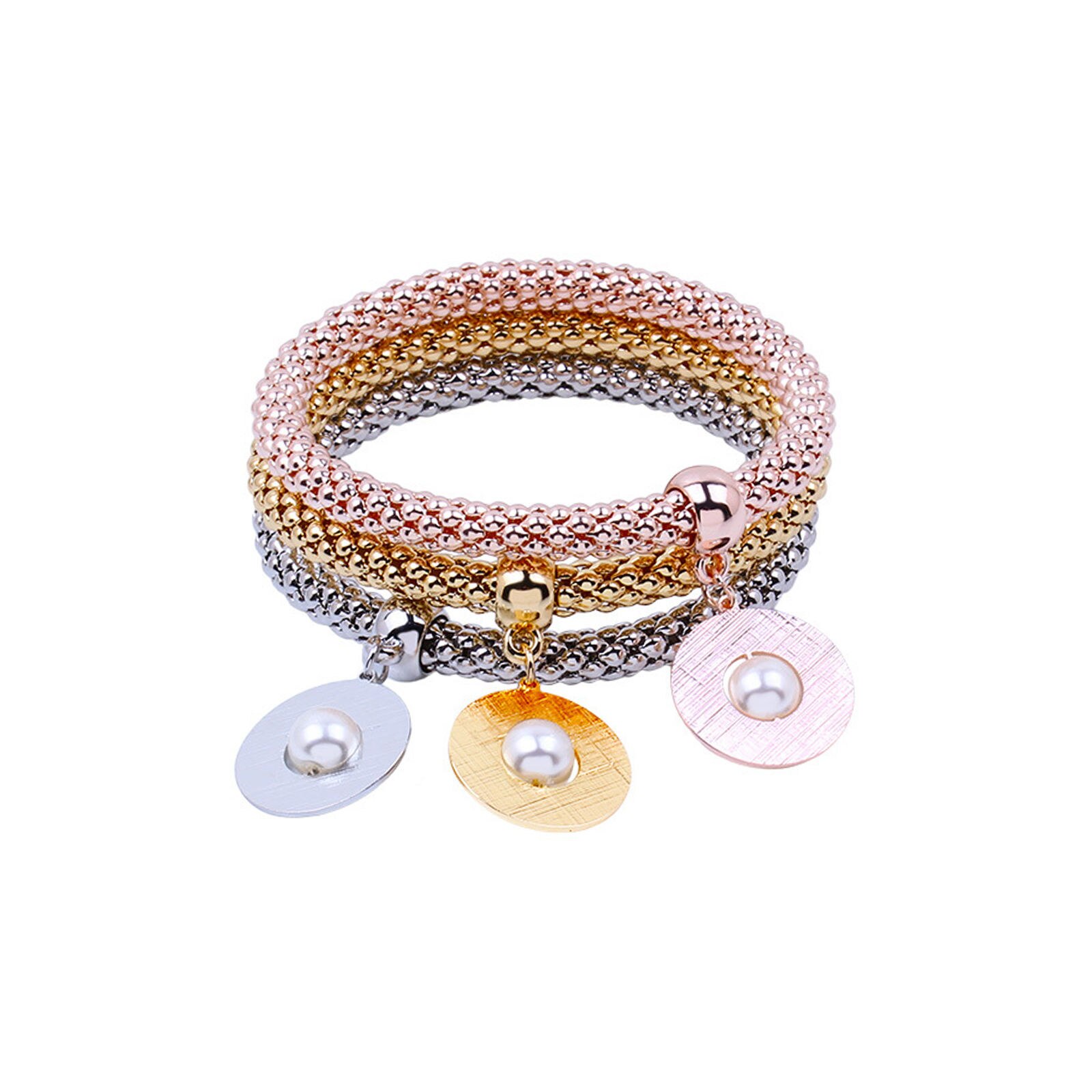 Braccialetti multistrato 3 pezzi braccialetto a catena di mais misto Vintage retrattile per festa Casual
