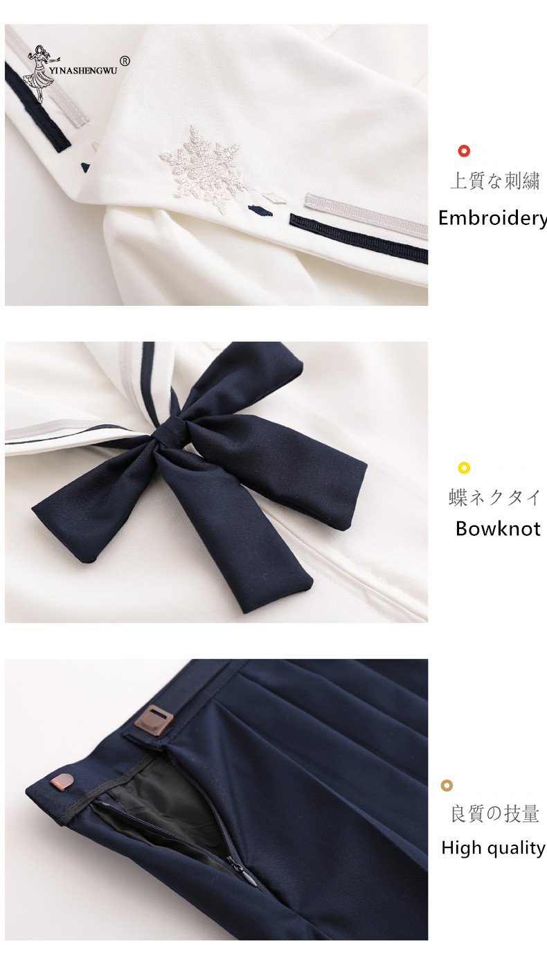 Autumn Summer Japanese School Uniform For Girl Cute Short/Long-sleeve Sailor Top Pleated Skirt Full Set Cosplay JK Suit Series