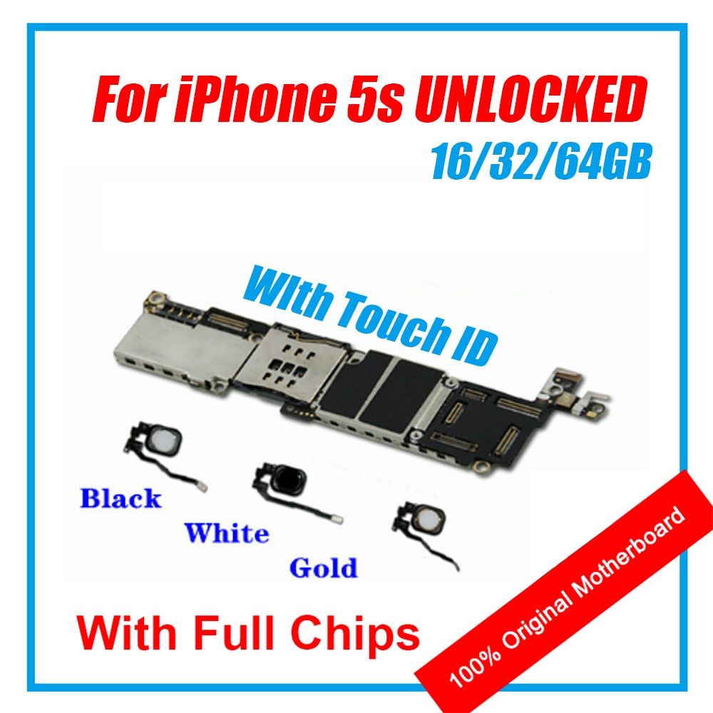 Para iPhone 5S placa base ID Remov con/sin touch id función completa para 5S móvil placa base con OS Updat