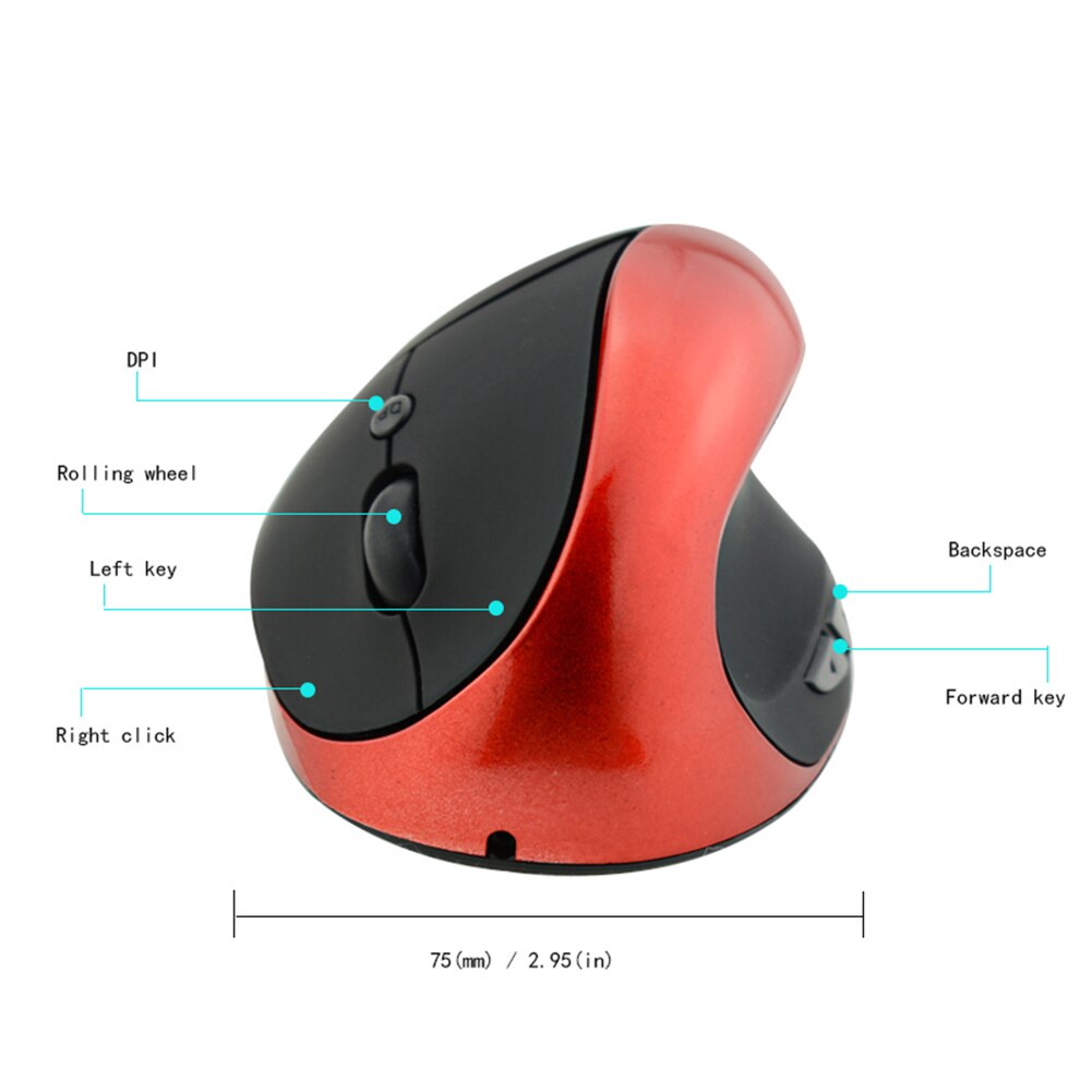 Ergonomische oplaadbare 2.4g draadloze/bedrade 6- toetsen optische verticale muis muizen computermuis