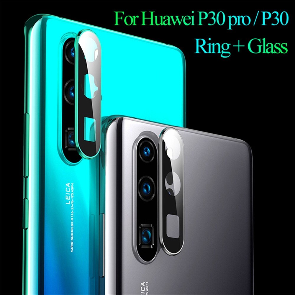 Luxury Camera Lens Protector 9H Tempered Glass Film Metal Protective Ring Cover HD Screen Guard Case for Huawei P30 pro Lite