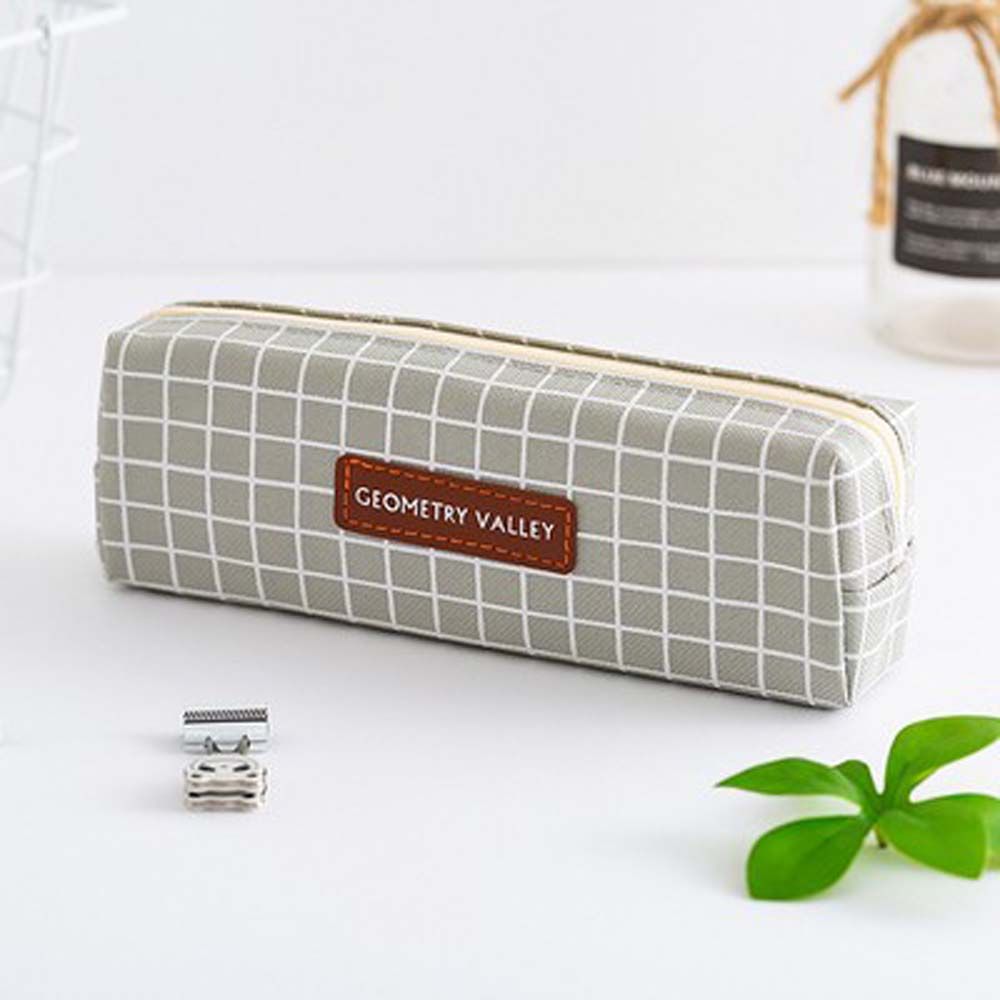 Meisjes Jongens Briefpapier Tas Schoolbenodigdheden Korte Stijl Geometrie Rooster Pen Houder Potlood Pouch Canvas Etui Pen Case: 03