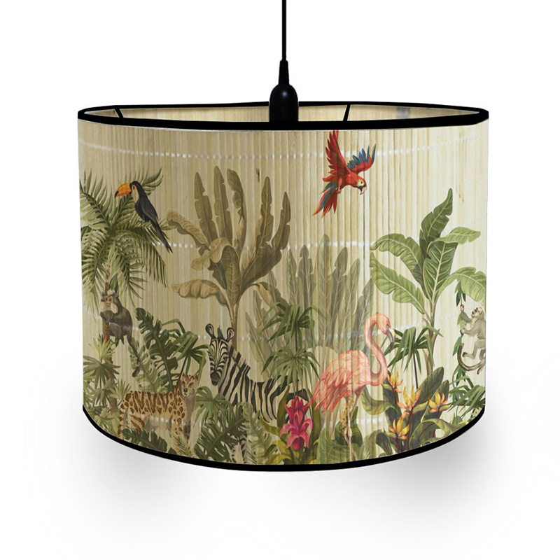 Neue nordisch retro Stil GrüNe Pflanze Blume VöGel Dekorative Malerei Handgemachte Bambus Lampenschirm Kronleuchter Licht Schatten Wohnkultur: Blau