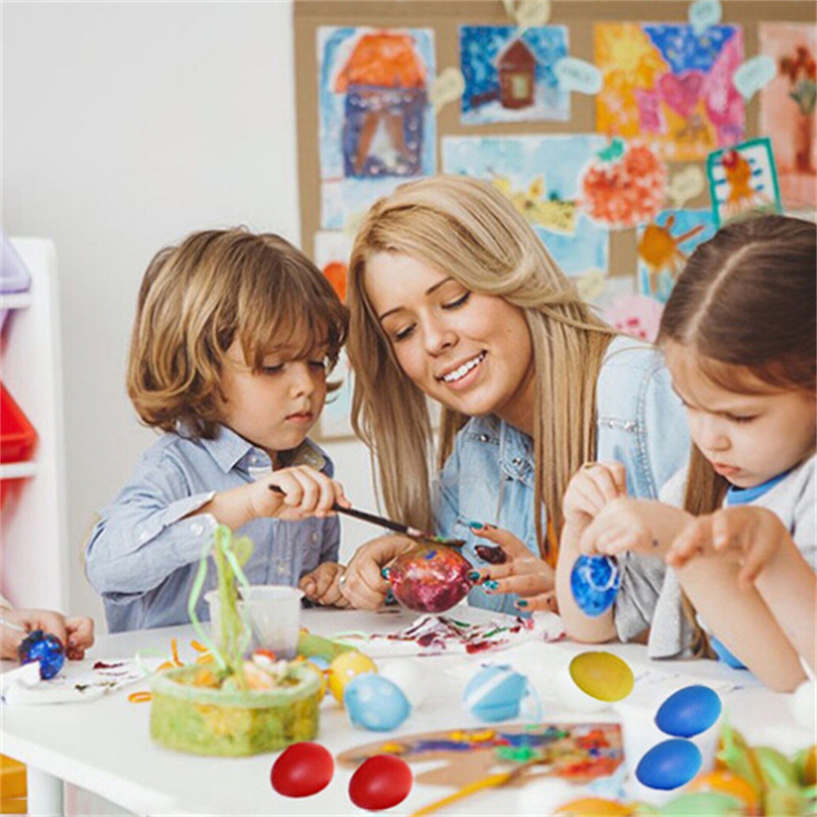 Pasen-Ei Kinderen Diy Schilderij Simulatie Plastic-Eierschaal Versierd-Eieren Schilderen Ei Pasen Feestartikelen Home decor