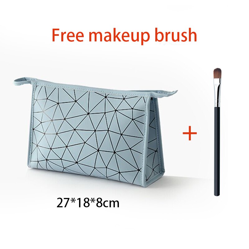 Nowe kobiety kosmetyczka podróżna wielofunkcyjne geometryczne torebki na makijaż wodoodporny przenośny Organizer do przyborów toaletowych makijaż: Blue-Large