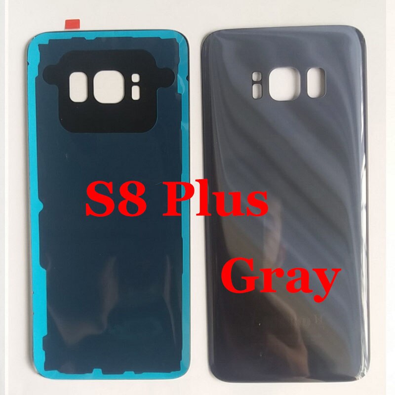 For SAMSUNG Galaxy S8 S8 Plus G950 G950F G950 G955F Back Glass Battery Cover Rear Door Housing Case Adhesive Camera Glass: S8plus gray