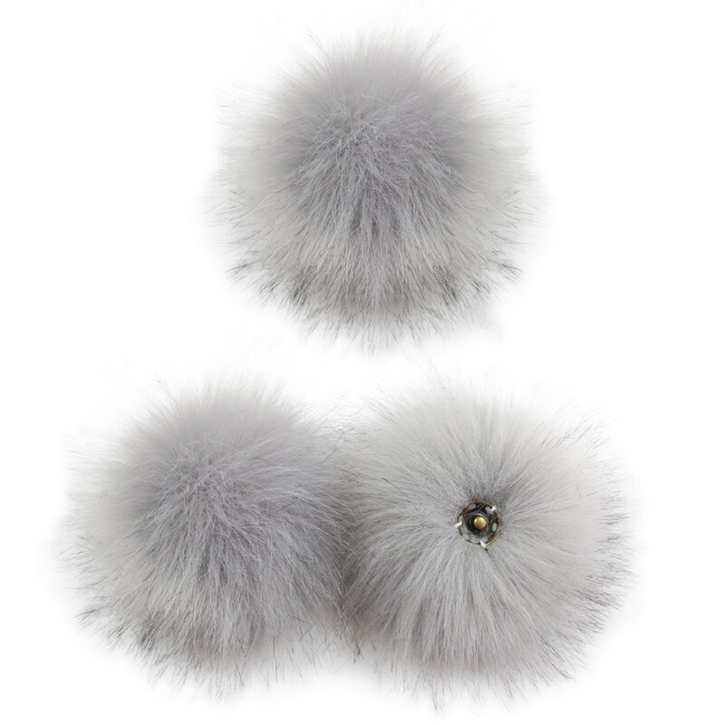 Bola de pompón con botón de presión, pompón de pelo colorido DIY de 10cm, pompón esponjoso extraíble para sombrero, zapatos, accesorio para bufandas, 3 unidades: G