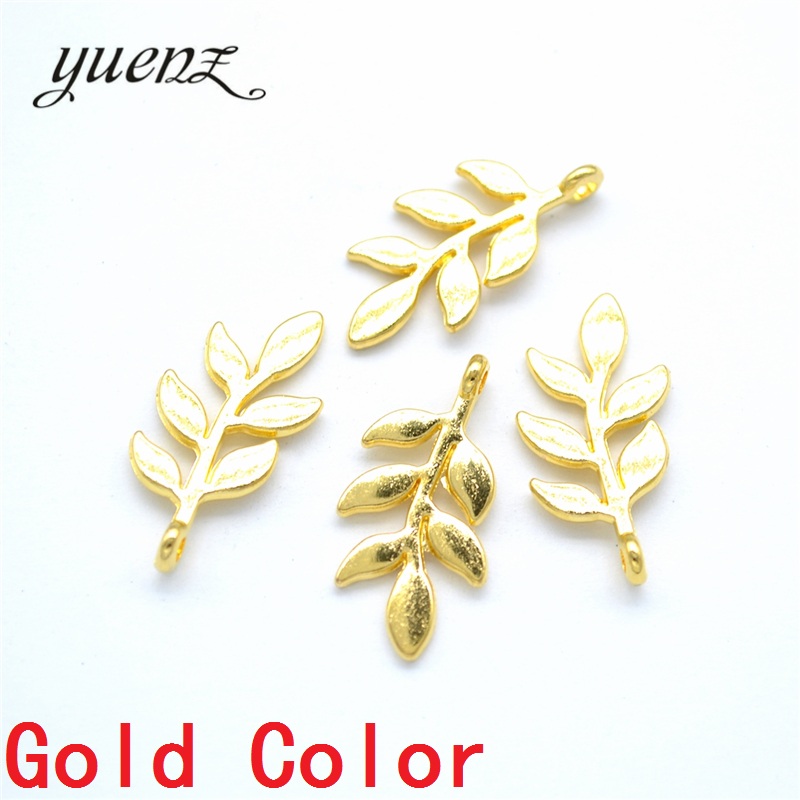 YuenZ 15 pièces Antique argent plaqué arbre feuille pendentif à breloques: bricolage pour bracelet collier 24*11mm Q378: gold color