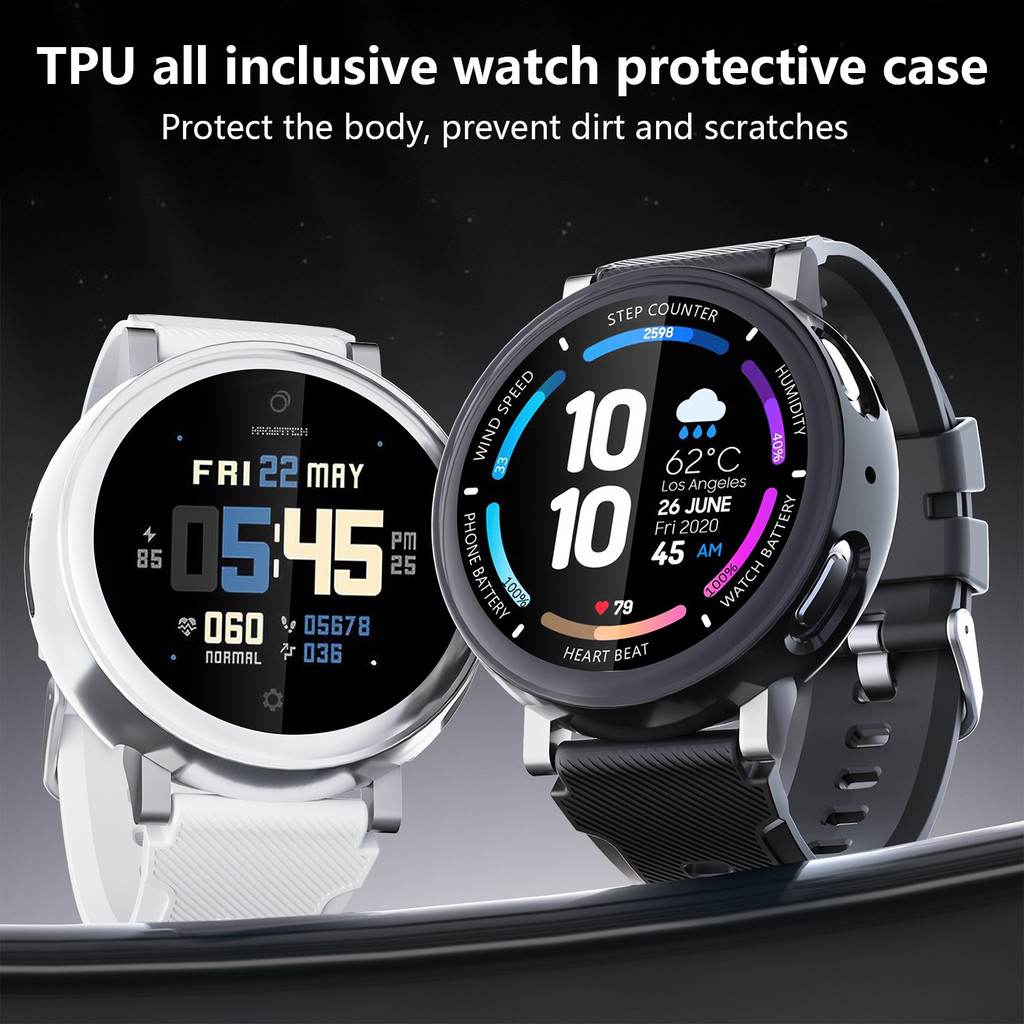 Volledige tpu-beschermhoes voor amazfit active 2 /  max, zacht, transparant, krasbestendig en geschikt voor het hele scherm.
