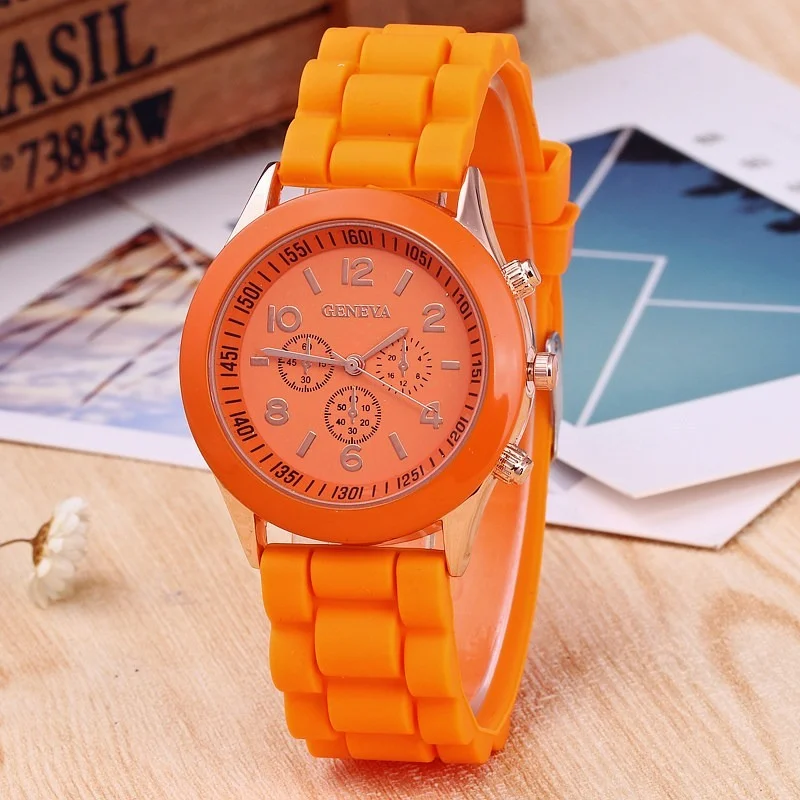 Brand Geneva Ladies Watch Student Silicone Strap Quartz Wristwatch for Women Clock Relogio Feminino