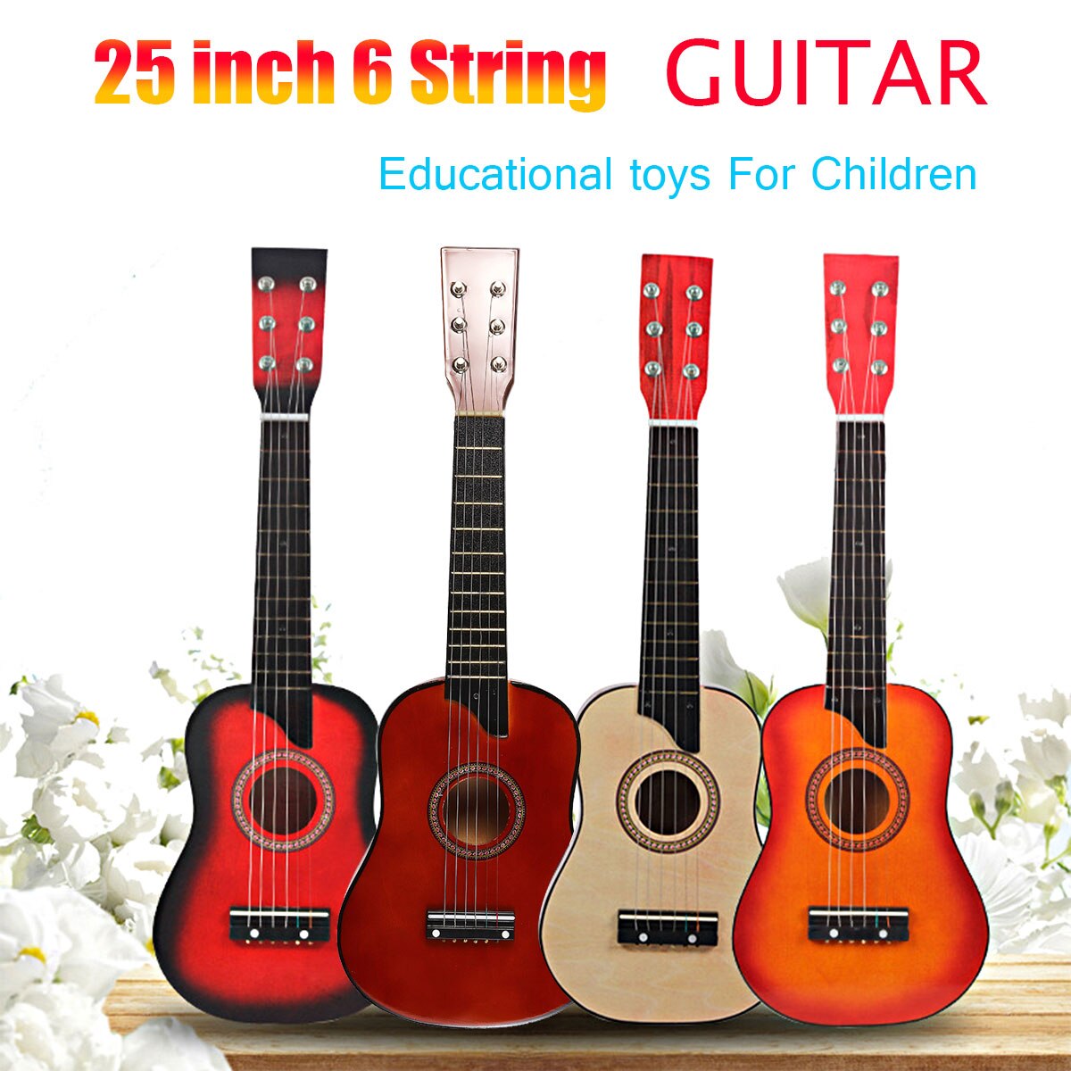 25 inch 6 String Wooden Acoustic Guitar Beginner Kids Musical Instrument with Carrying Bag Children Educational Musical