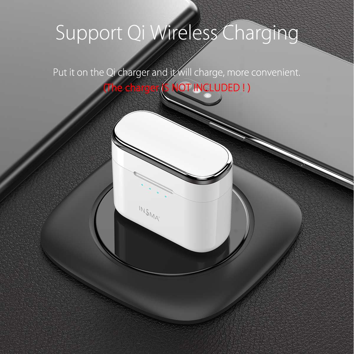 INSMA AirBuds Mini TWS In-Ear bluetooth 5.0 Oortelefoon Sport Hi-Fi Stereo True Draadloze Binaural Ondersteuning QI Opladen Oordopjes