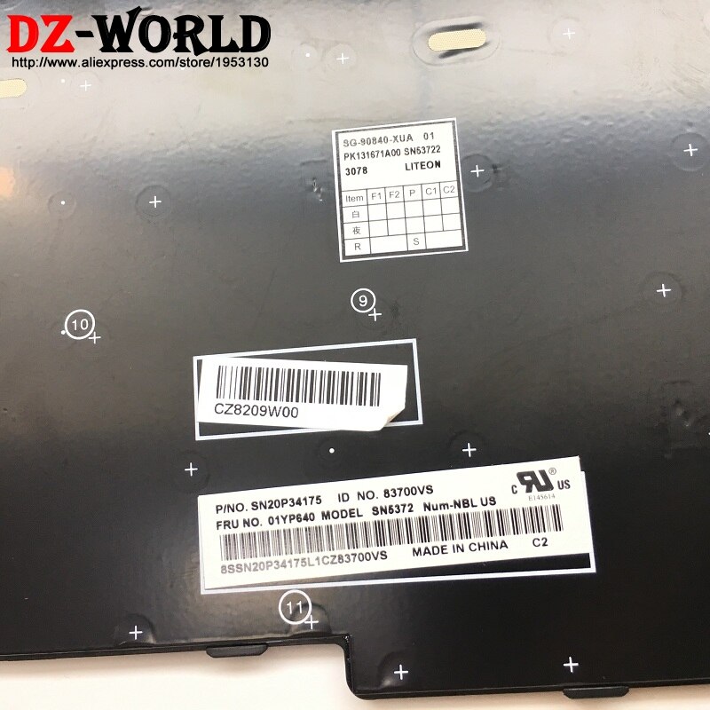 Laptop Keyboard for Lenovo Thinkpad E580 E585 E590 E595 T590 P53S L580 L590 P52 P72 P53 P73 - US Standard Layout