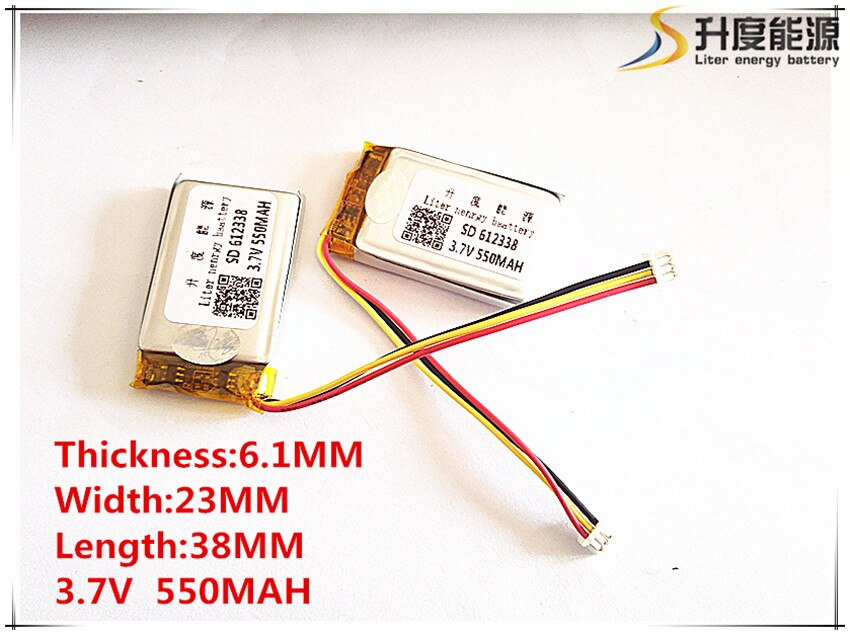 Polymer battery 550 mah 3.7 V 612338 smart home MP3 speakers Li-ion battery for dvr,GPS,mp3,mp4,cell phone,speaker