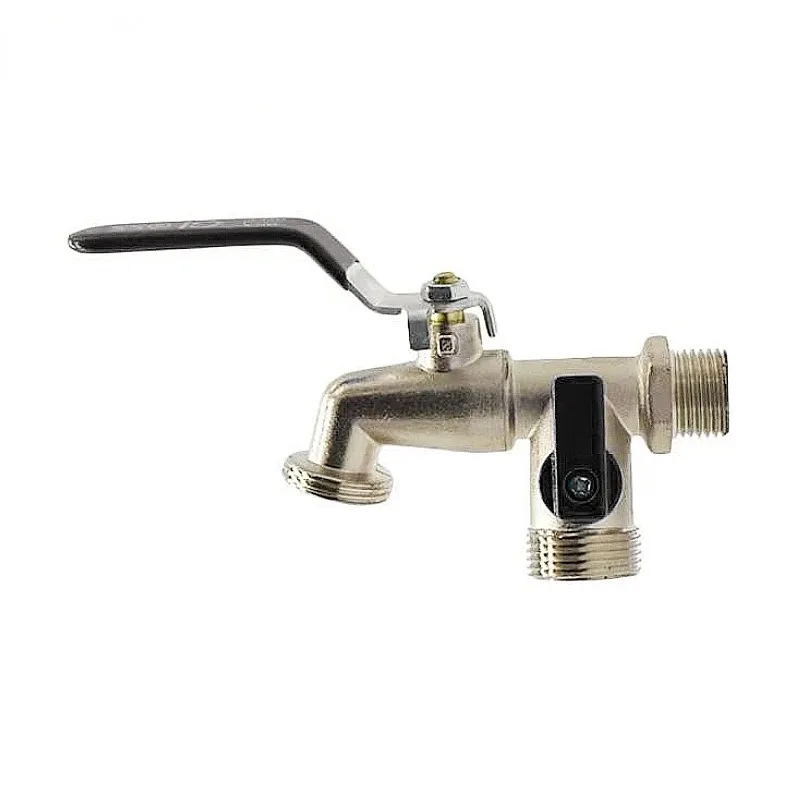 Outdoor garden faucet with 1 inlet and 2 outlets antifreeze faucet, equipped with double joint brass black faucet garden tool: WHITE
