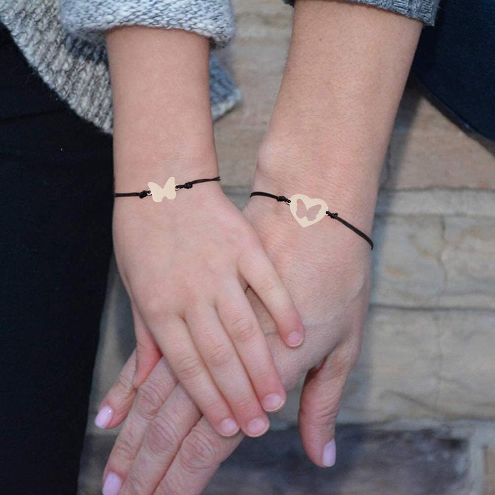 2 Stks/set Moederdag Kaart Armband Europa Amerika Holle En Staal Creatieve Vlinder Armband Stof Y1U2