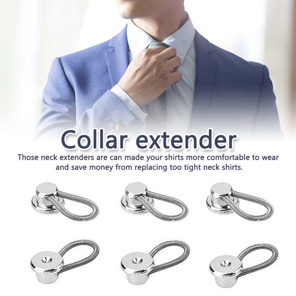 6pcs Lengthen Shirt Dress Jeans Collar Extender Neck Expander Trouser Coat Comfy Pants Button Buckle 10mm Lock Flexible