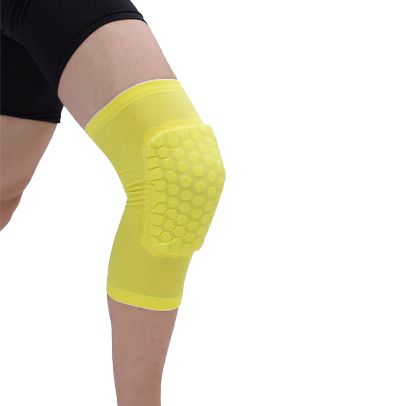 Sports Injury Support Antislip Basketball Leg Knee Guard Pad Long Sleeve Protector Gear Honeycomb Pad Crashproof: yellow L