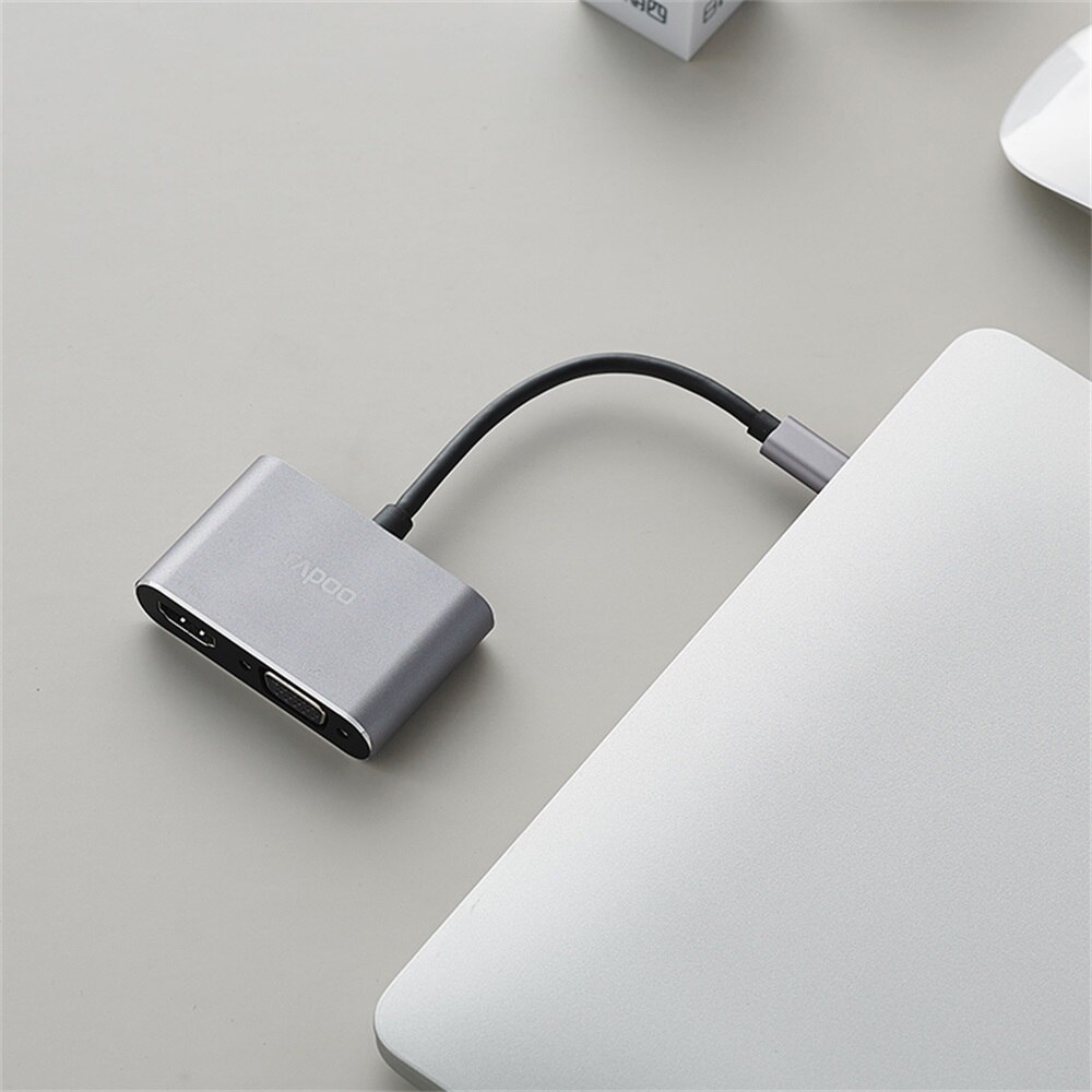 Rapoo XD10V Laptop Docking Stations USB-C 2-Port Splitter Converter USB-C Naar Hdmi Vga Multifunctionele Adapter