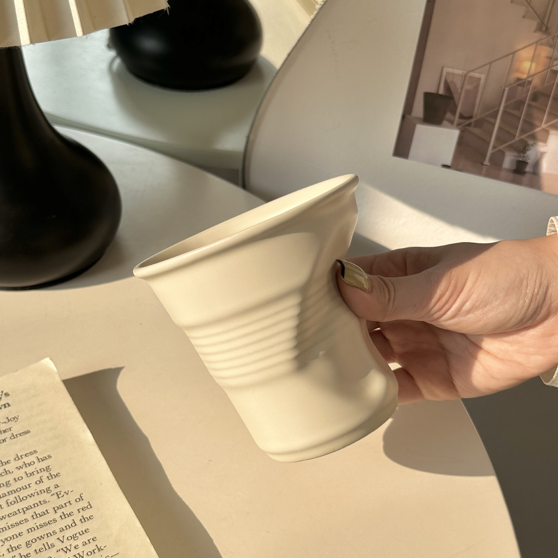 Taza de café Irregular de cerámica, taza de café de Color puro de 200/400ml, taza de leche, bebidas de té, taza de agua, tazas de vaso para el hogar y la Oficina: Morado