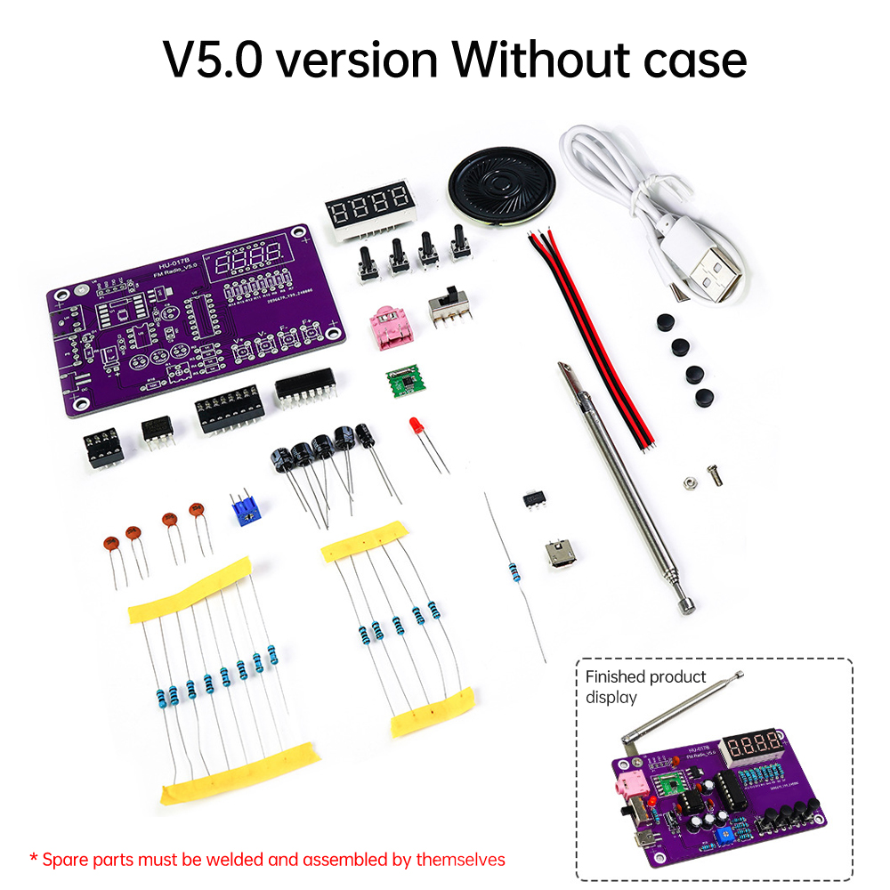 DIY Kits 87-108 MHz HU-017A/HU-017B RDA5807S Radio Kit FM DIY Elektronische Teile Lernset für elektronische Komponenten Zubehör: Blau