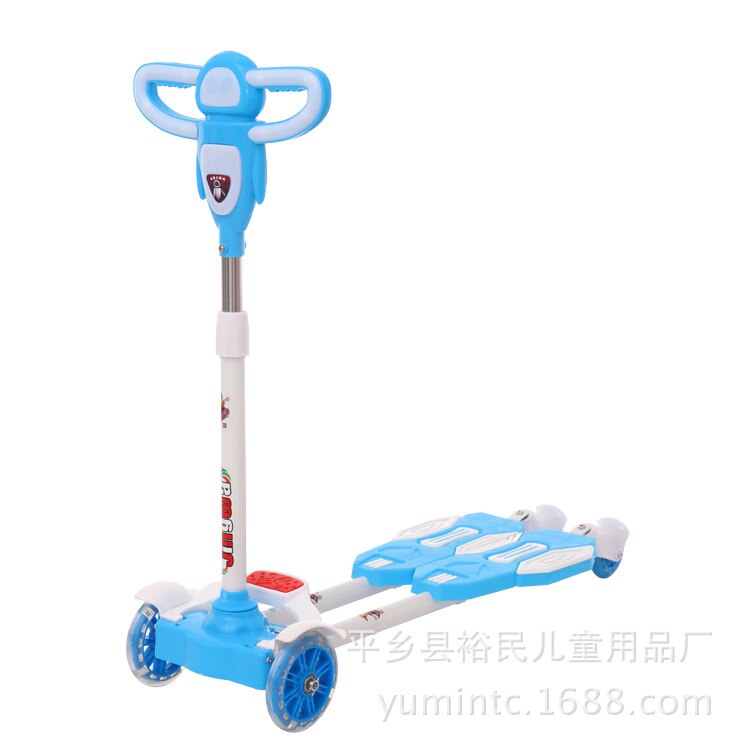 Trottinette à quatre roues pour enfants, ajustable et brillant, ciseaux, voiture, jouets pour bébés: blue  B