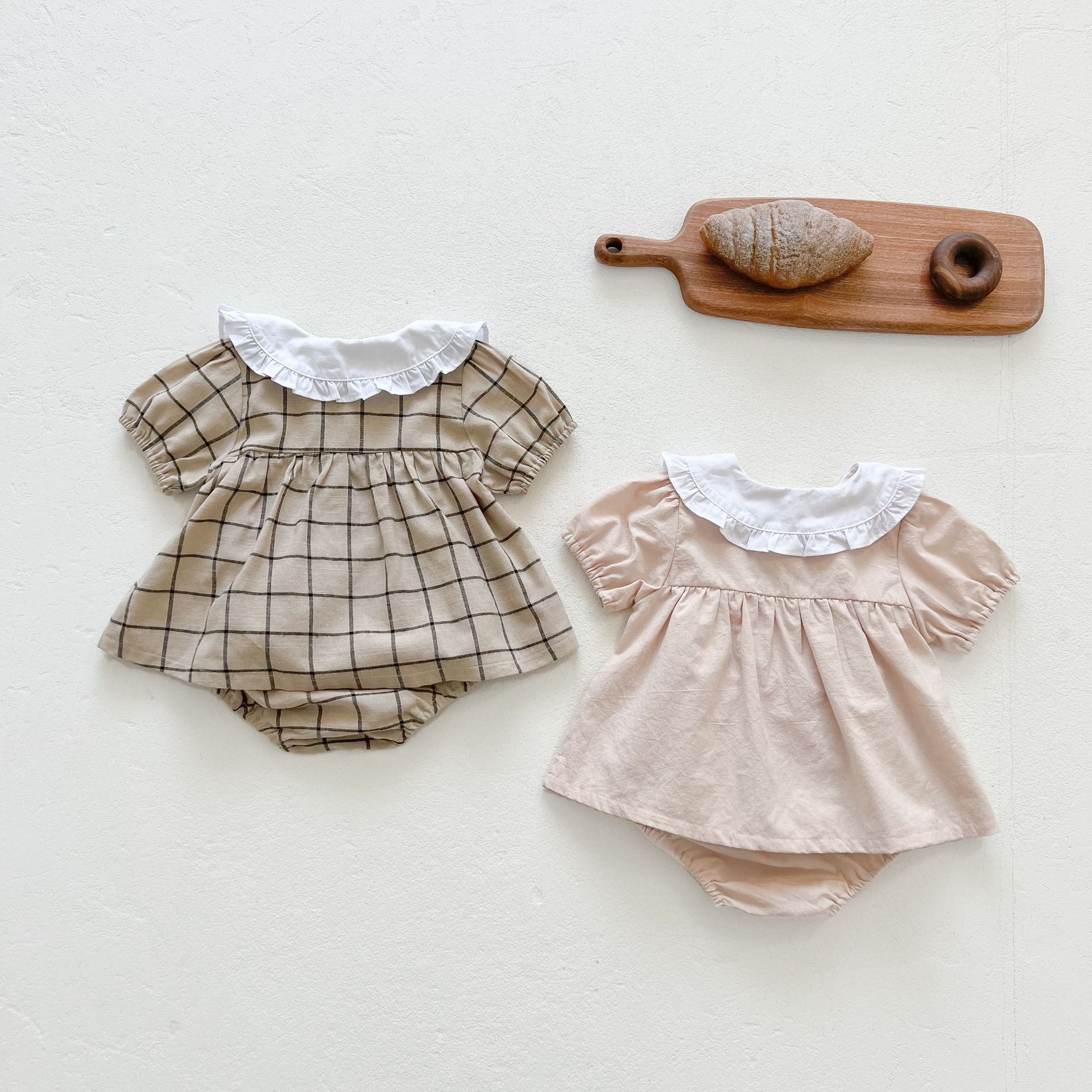 1676C Baby Kleding Set Meisje Pak Zomer 2022 Korte Mouwen Baby Meisje Tweedelige Kleding Revers Knop Jas + Brood Shorts
